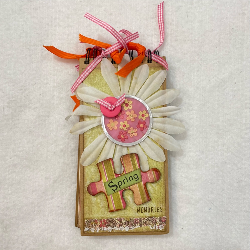 Handmade Spring Memories Gratitude Journal Chipboard Mini Book Album Scrapbook